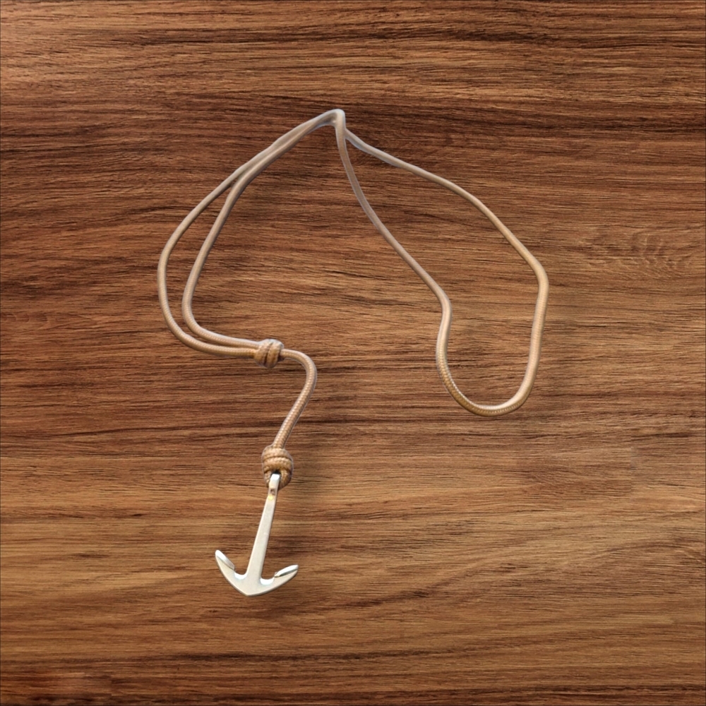 Silver Anchor Pendant Necklace 30"